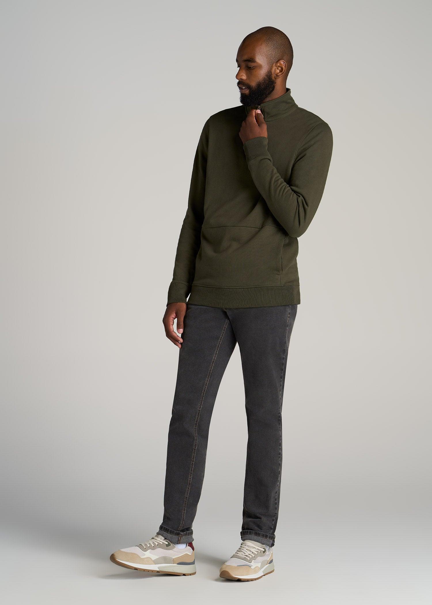 LJ&S Heavyweight Quarter-Zip Men's Tall Pullover in Vintage Thyme Green Male Product Image