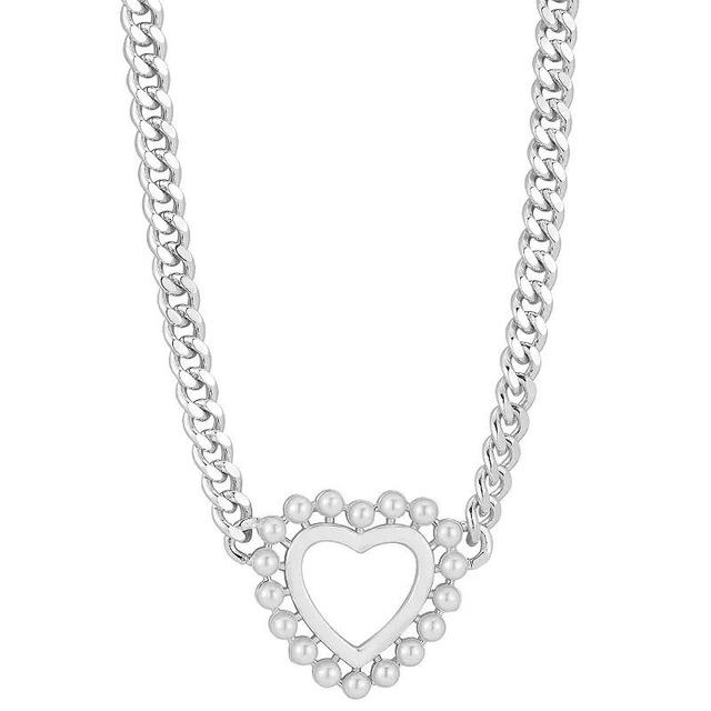 WINX 18k Gold Plated Freshwater Cultured Pearl Heart Necklace, Womens Silver Tone Product Image