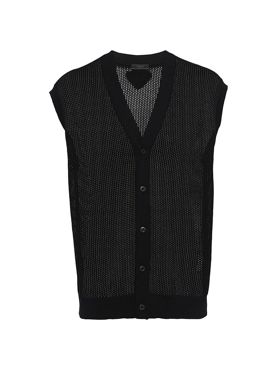 Mens Sleeveless Silk and Cotton Cardigan Product Image