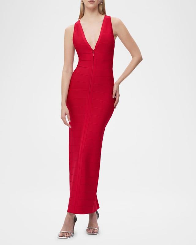 Sol V-Neck Racerback Zipper Bandage Gown Product Image