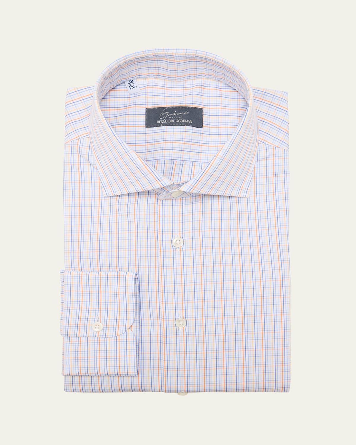 Mens Cotton Graph Check Dress Shirt Product Image