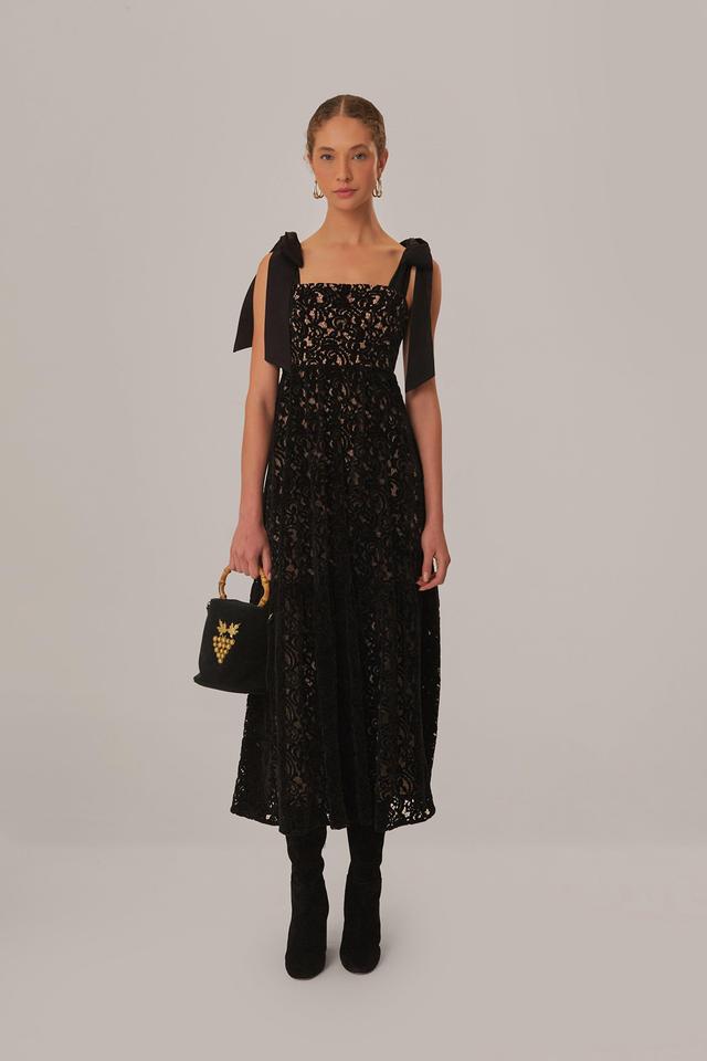 Black Velvet Lace Sleeveless Maxi Dress, BLACK / S Product Image