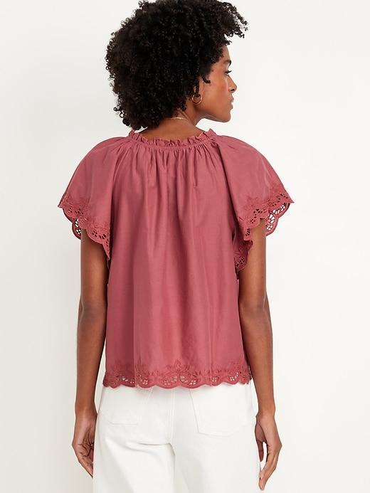 Embroidered Split-Neck Top Product Image