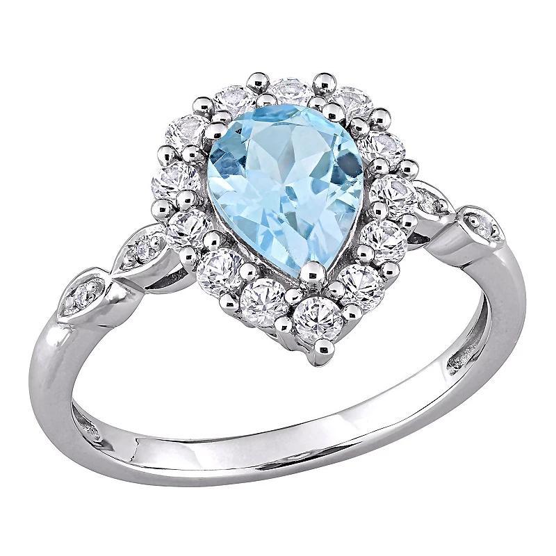 Stella Grace 10K White Gold Blue Topaz, Lab-Created White Sapphire & Diamond Accent Ring, Womens 14k Whgold Product Image