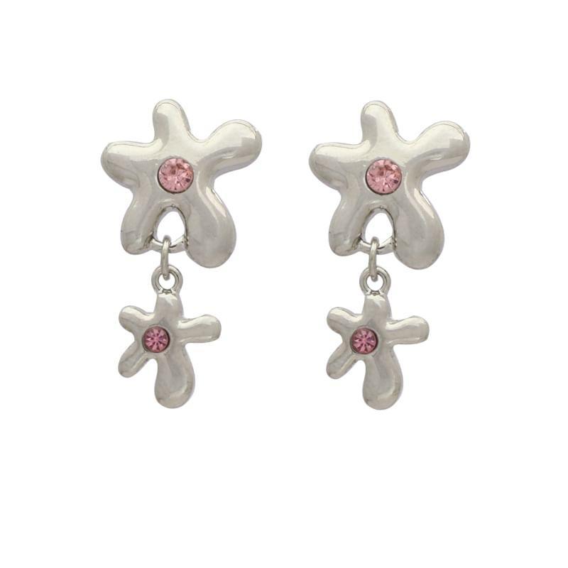 Rhinestone Floral Drop Earring Product Image