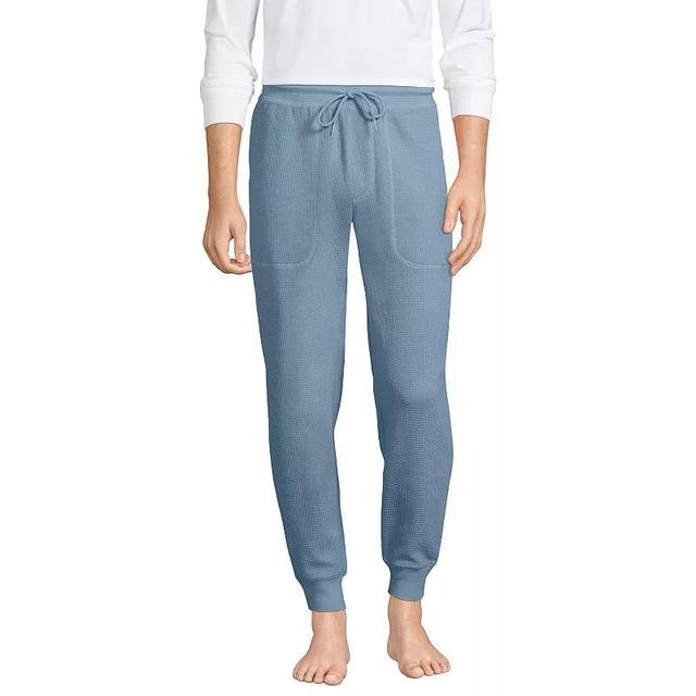 Mens Lands End Waffle Jogger Pajama Pants Pale Grey Blue Product Image