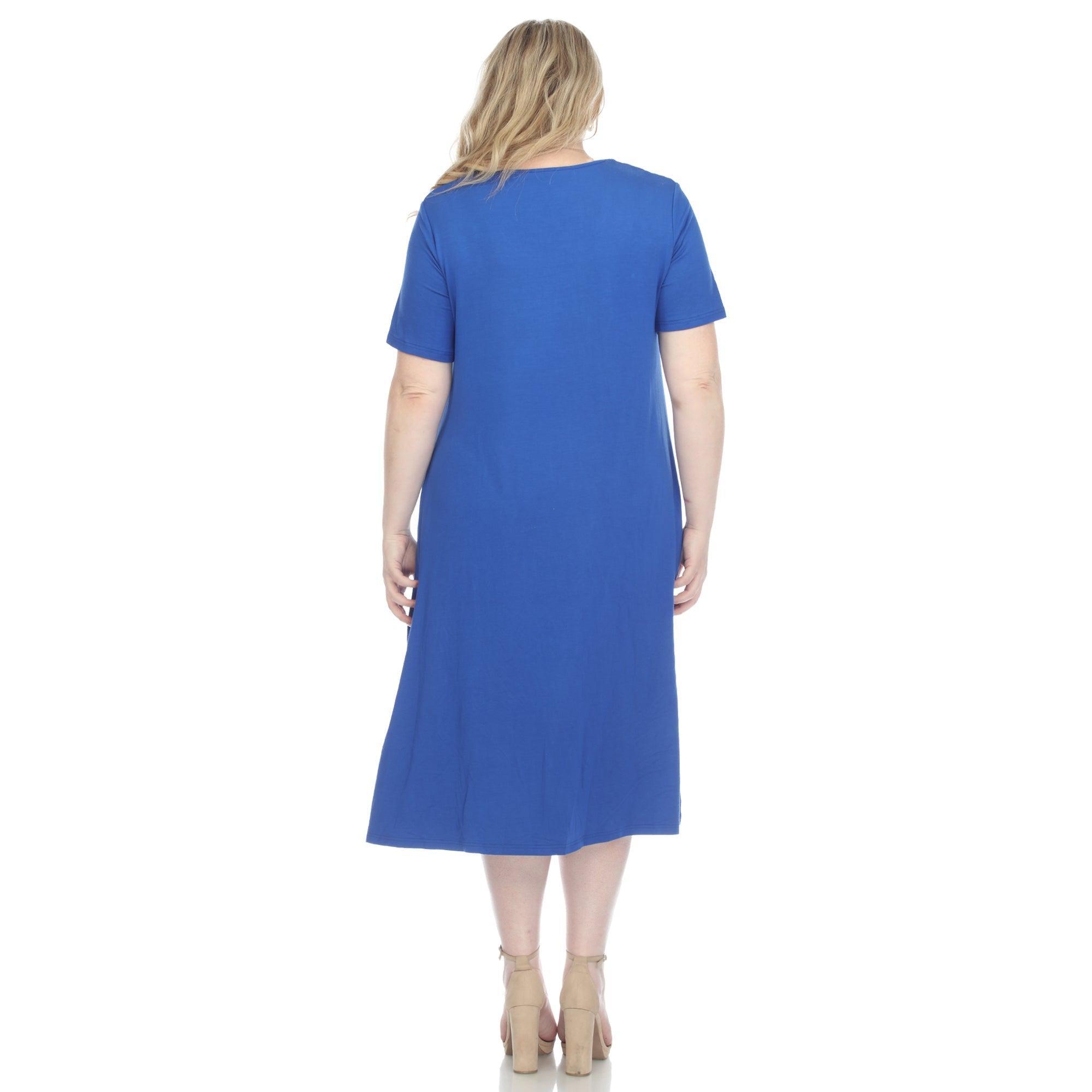 Short Sleeve Pocket Swing Midi Dress - Plus Product Image