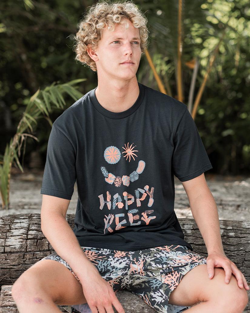 Coral Gardeners Happy Reef T-Shirt - Washed Black Male Product Image