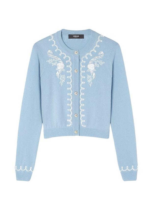 Womens Embroidered Wool-Blend Cardigan Product Image