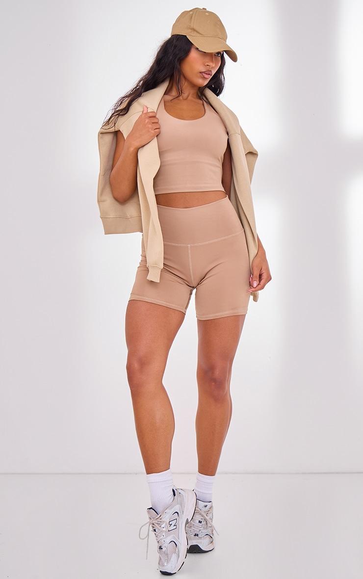 Light Mocha Pocket Detail Sculpt Biker Shorts Product Image