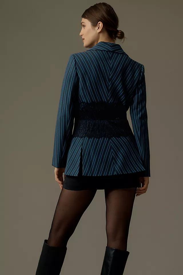 Maeve Lace Mix Pinstripe Blazer Product Image