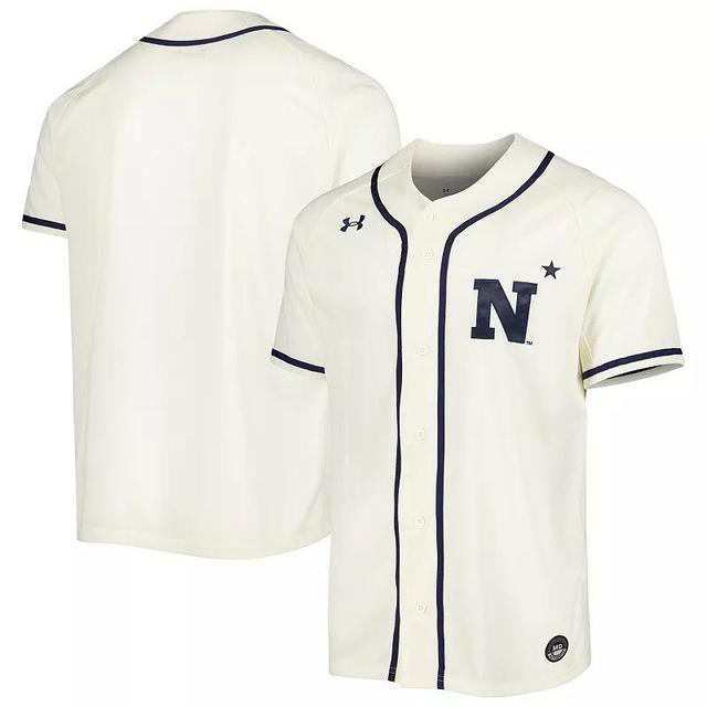 Mens Under Armour Cream Navy Midshipmen Replica Baseball Jersey Product Image