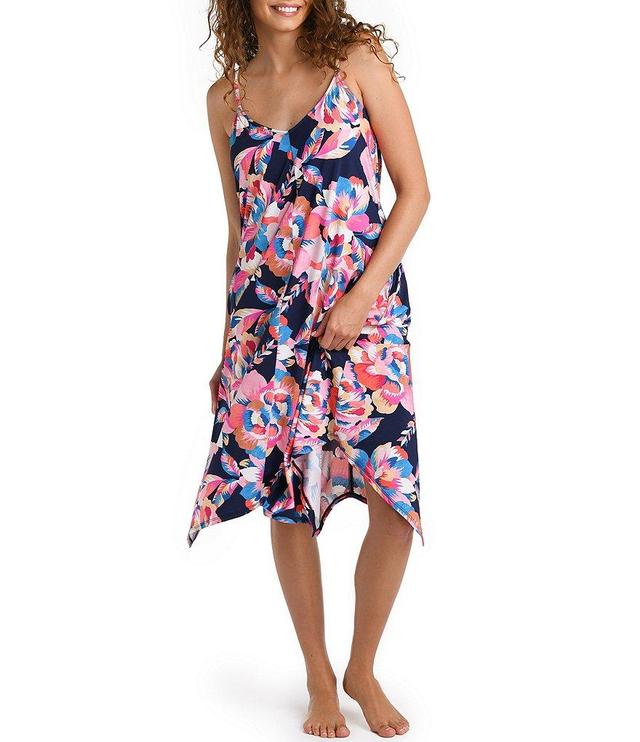 La Blanca Bouquet Floral Print Scarf Hem Swim Cover-Up Tank Dress Product Image