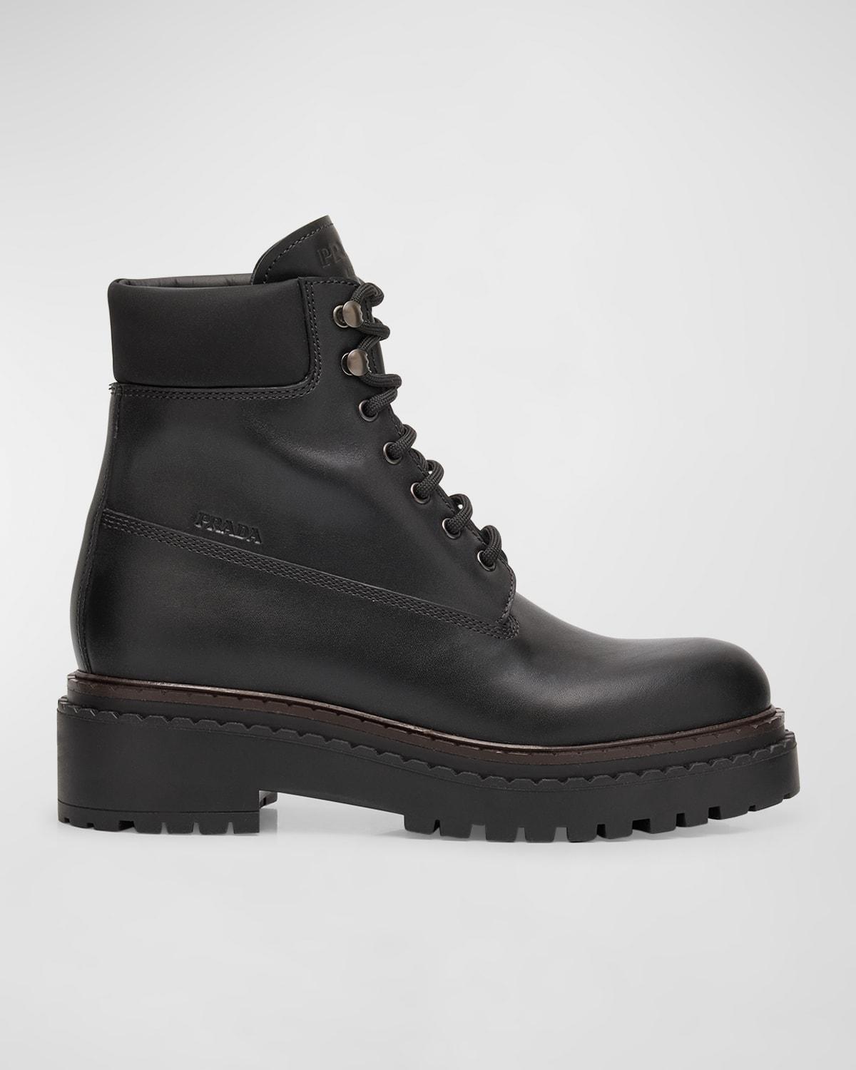 Chocolate Leather Ranger Booties In Black   Product Image