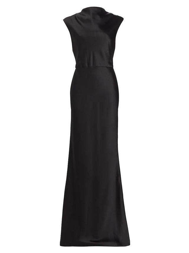 Amsale High Cowl Neck Satin Gown Product Image