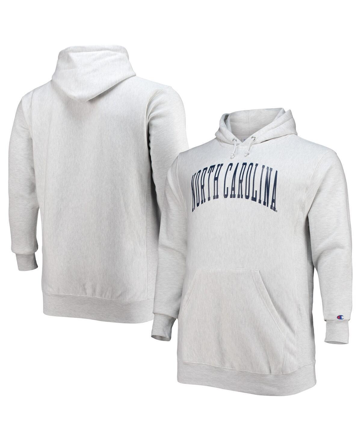 Mens Champion Heathered Gray North Carolina Tar Heels Big & Tall Reverse Weave Fleece Pullover Hoodie Sweatshirt Product Image