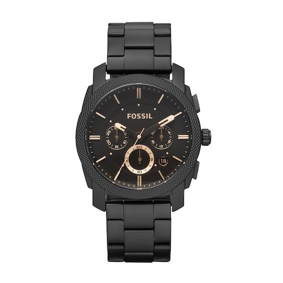 Fossil Fs4682 Elegant Japanese Movement Fashionable Machine Mid-Size Chronograph Black Stainless Steel Watch Product Image