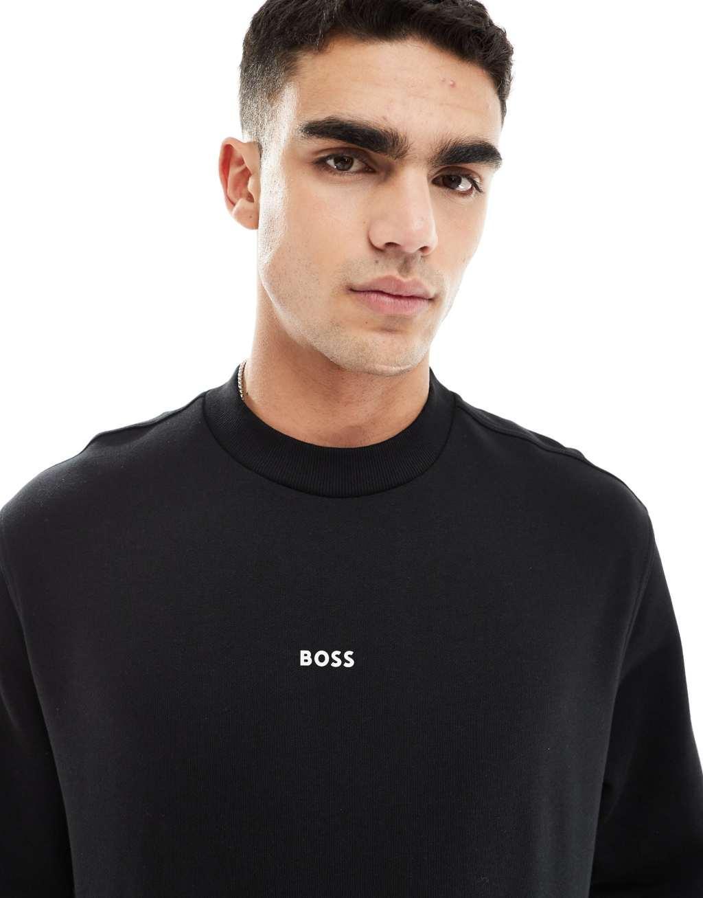 BOSS Orange Wesmall logo crewneck sweatshirt in black Product Image