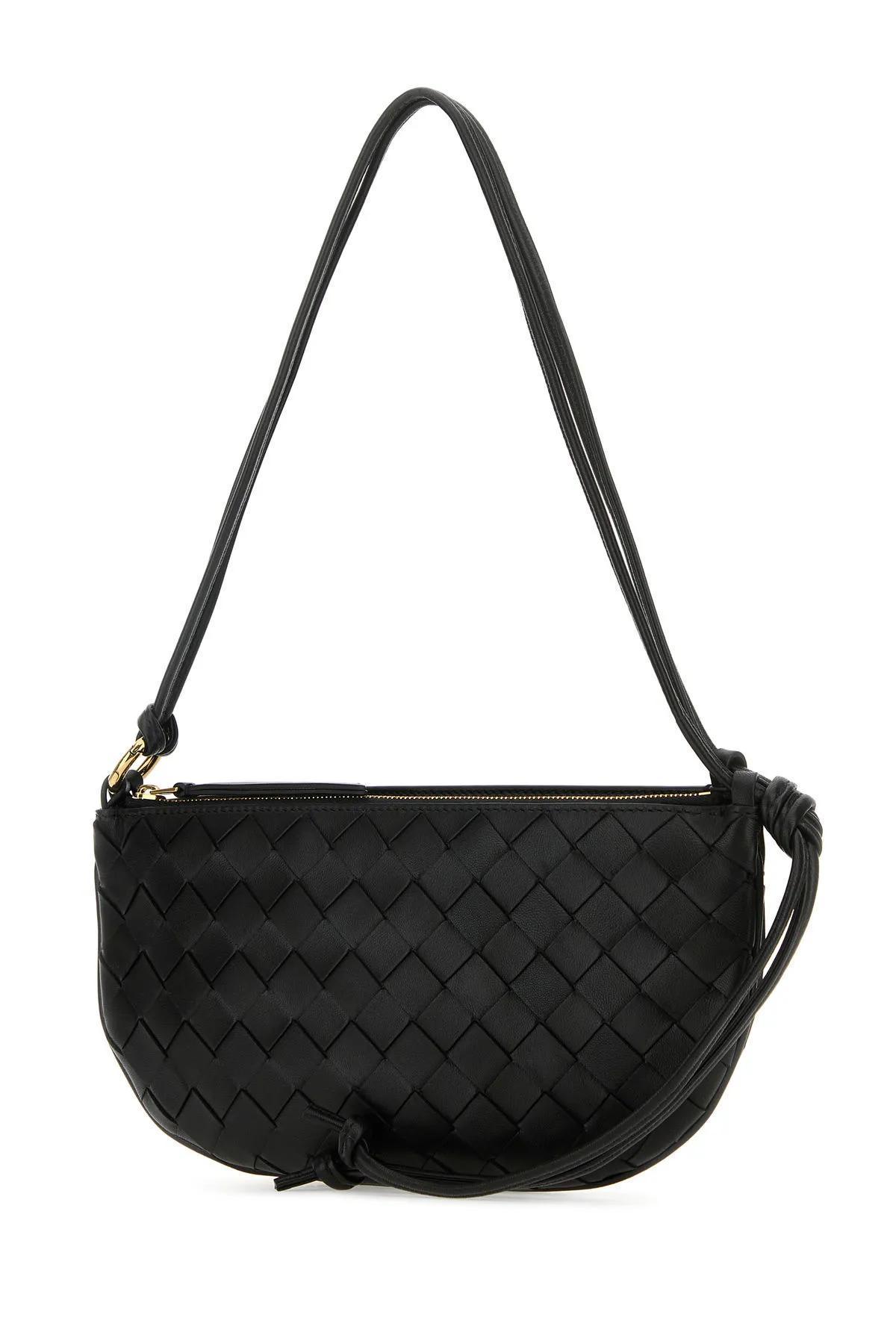 Black Leather Gemelli Shoulder Bag In Black M Brass Product Image