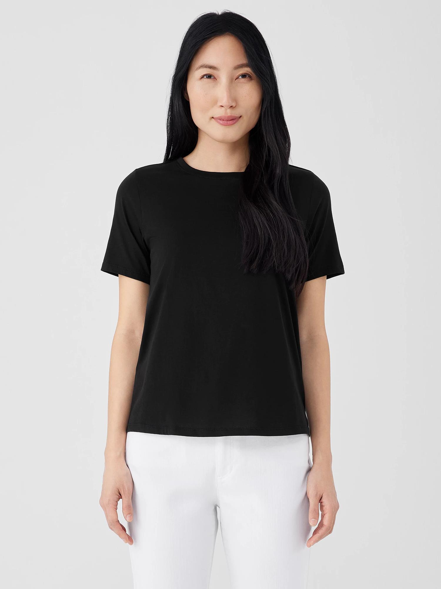 EILEEN FISHER Organic Pima Cotton Jersey Round Neck Teefemale Product Image