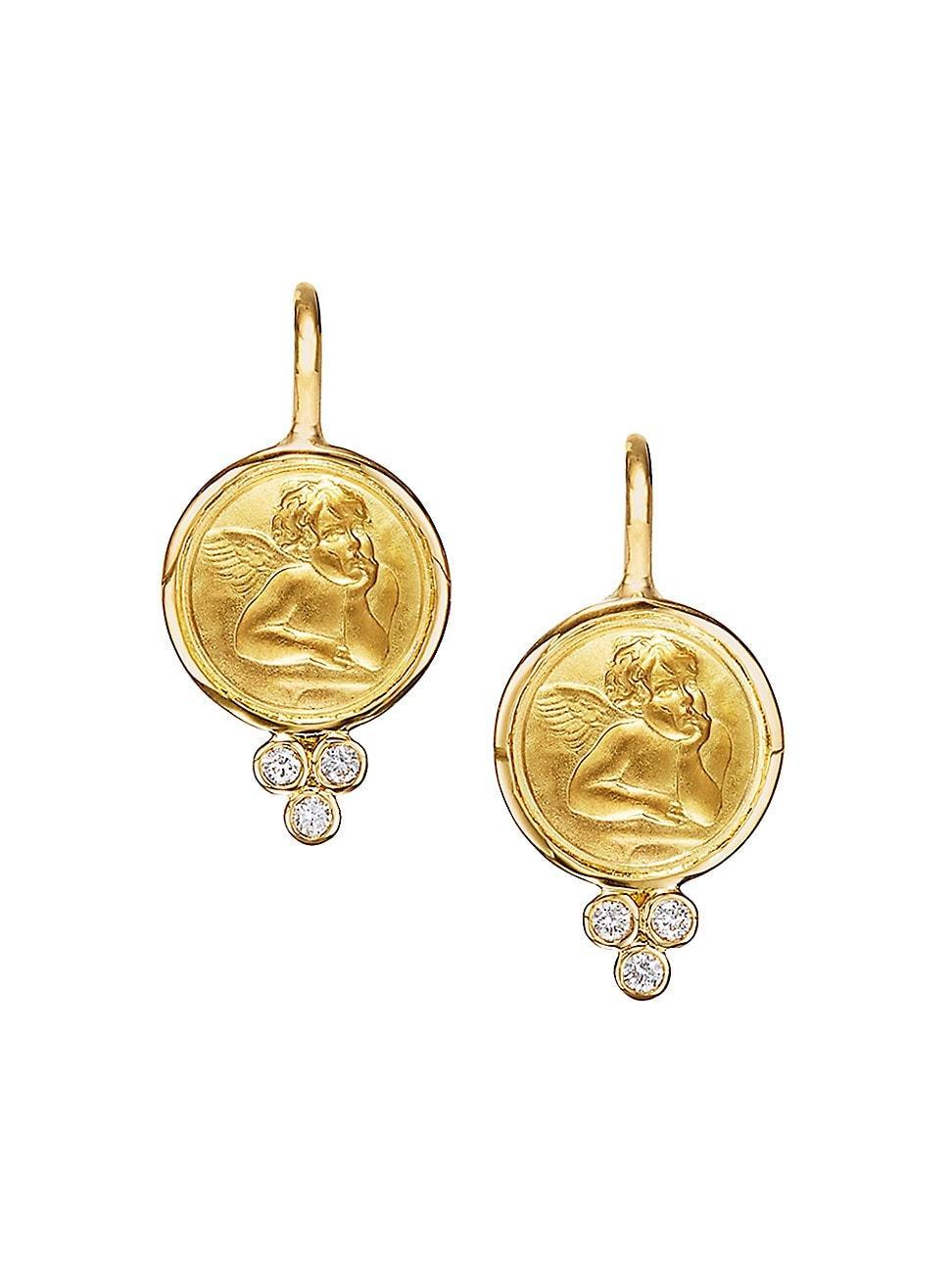 Womens Angel 18K Yellow Gold & Diamond Drop Earrings Product Image