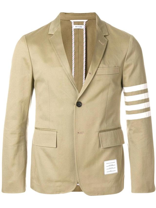 Single-breasted Slim-fit Cotton-twill Blazer In Neutrals Product Image