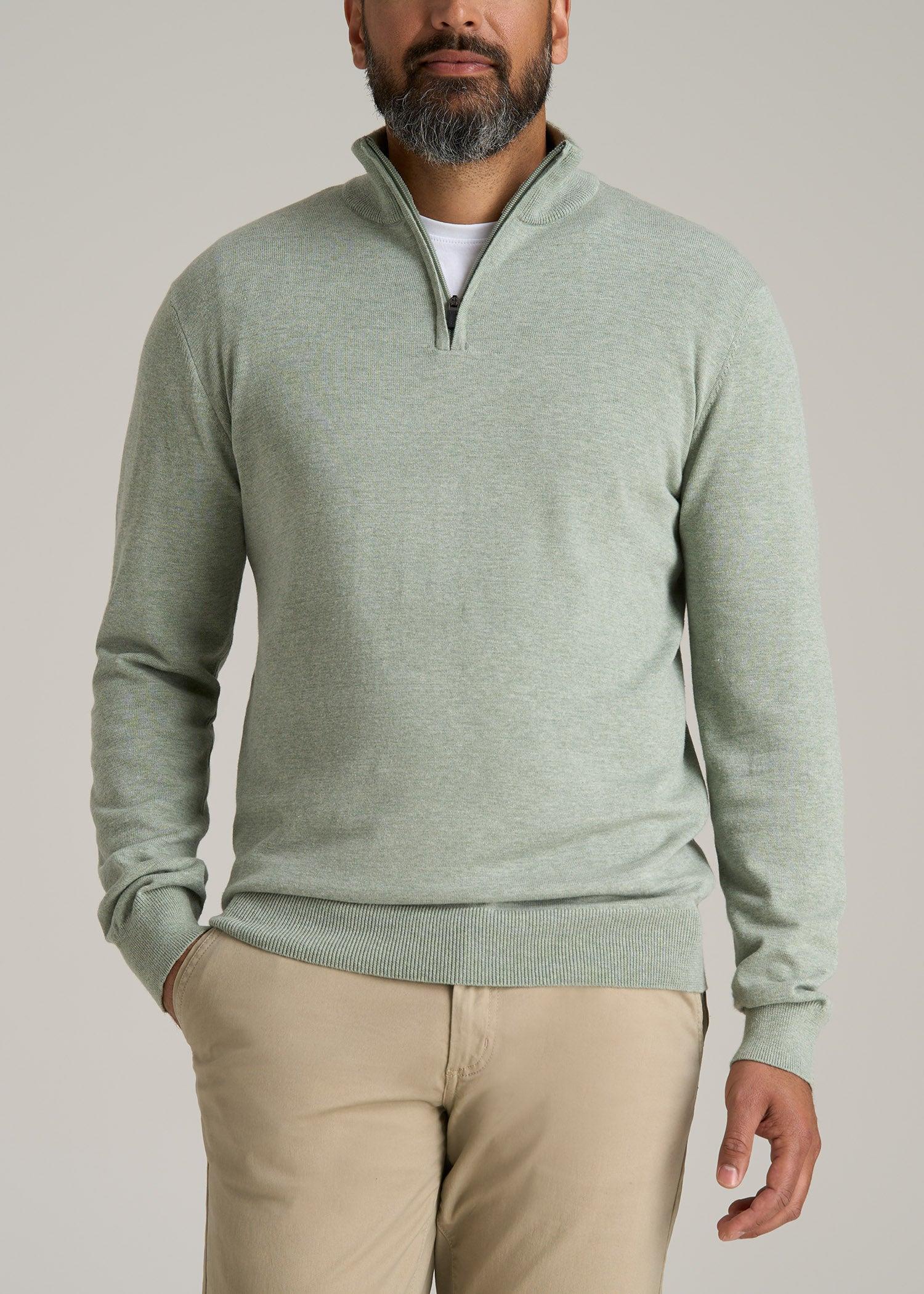 Everyday Quarter-Zip Tall Men's Sweater in Seagrass Product Image