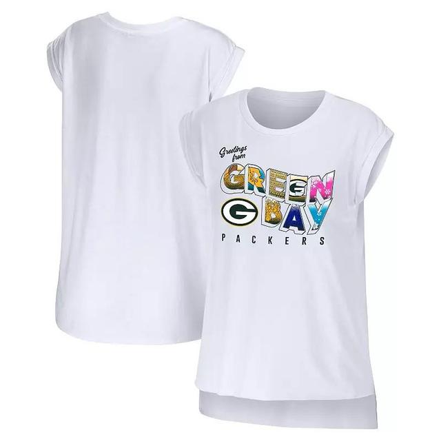 Womens WEAR by Erin Andrews Green Bay Packers Greetings From Muscle T-Shirt Product Image