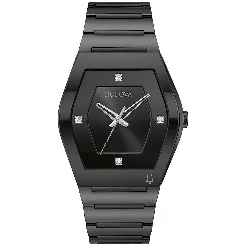 Bulova Men's Modern Gemini Diamond Black Stainless Steel Bracelet Watch, 40Mm Product Image