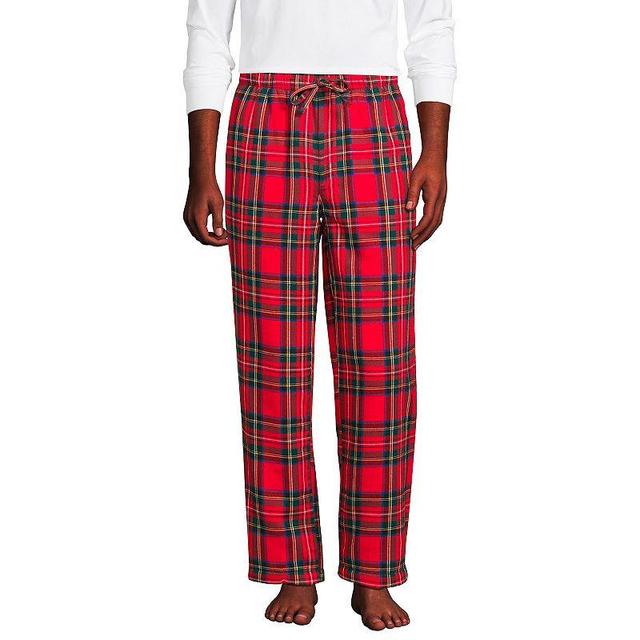 Big & Tall Lands End Plaid Sherpa-Lined Flannel Pajama Sleep Pants, Mens Product Image