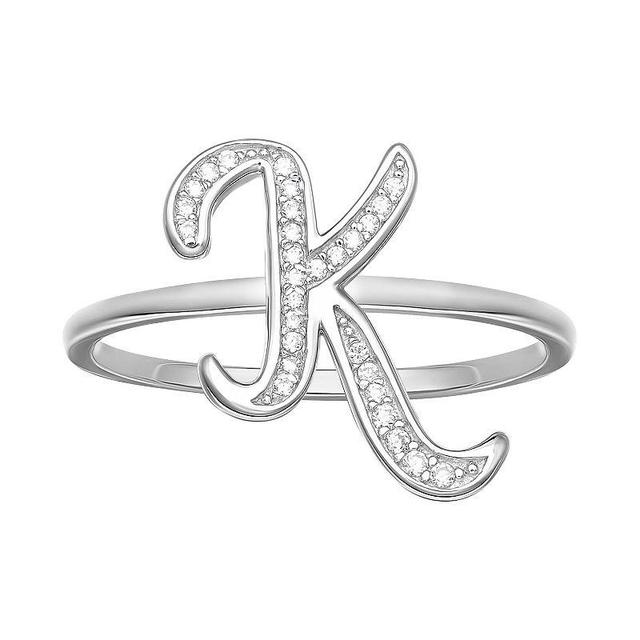 PRIMROSE Sterling Silver Cubic Zirconia Initial Ring, Womens Sterling Silver U Product Image