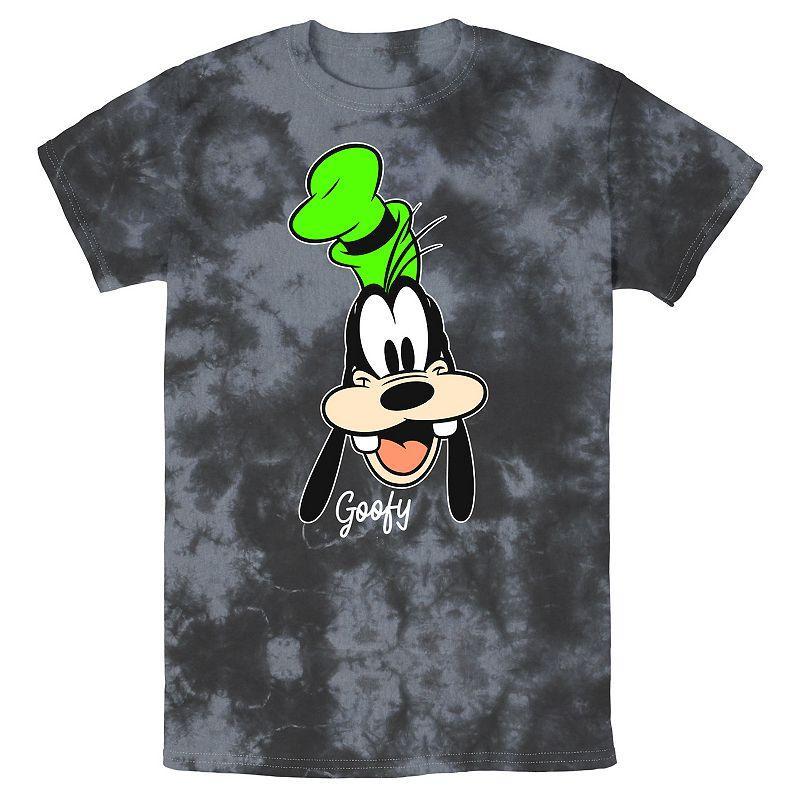 Mens Disney Goofy Smiling Face Portrait Wash Tee Black Grey Product Image