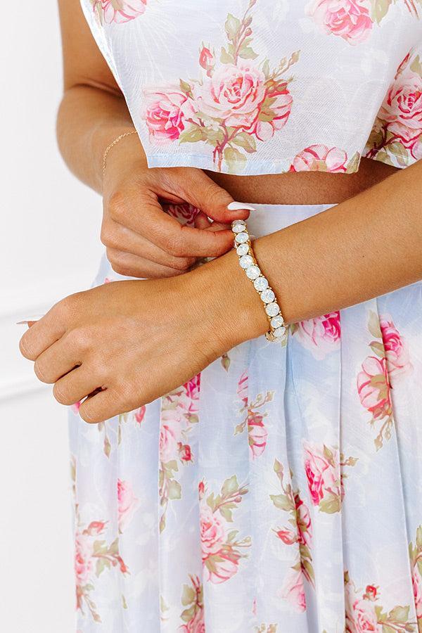 All The Sparkles Stretch Bracelet in White Product Image