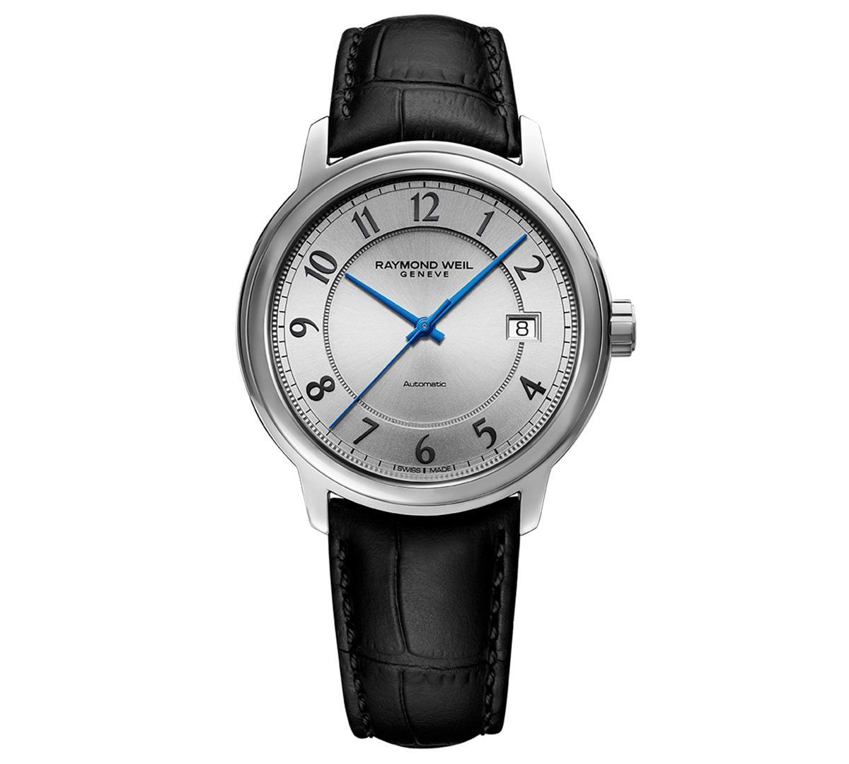 Raymond Weil Mens Swiss Automatic Maestro Black Leather Strap Watch 39mm Product Image