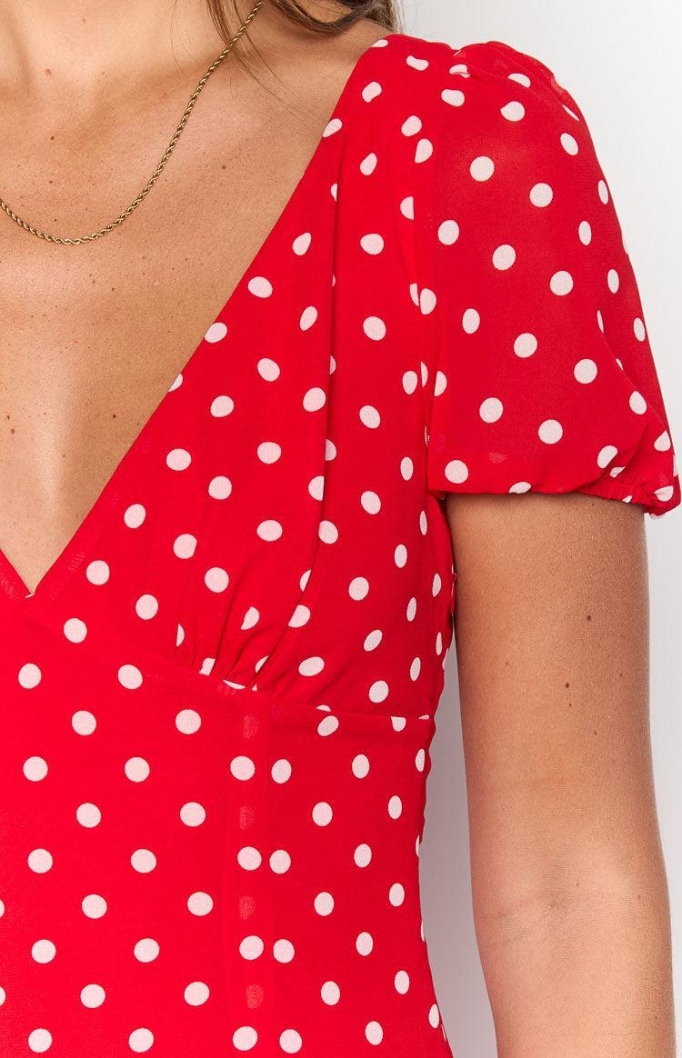 Lovella Red Polka Dot Maxi Dress Product Image