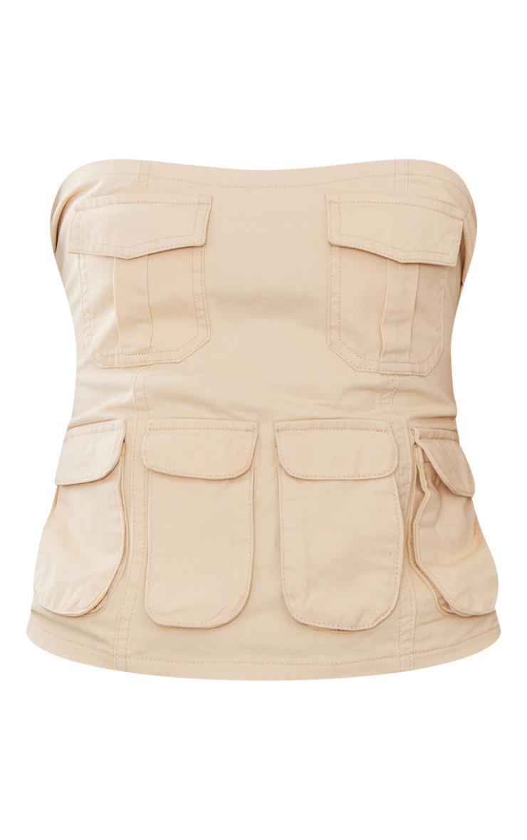 Tall Beige Cargo Pocket Detail Corset Top Product Image