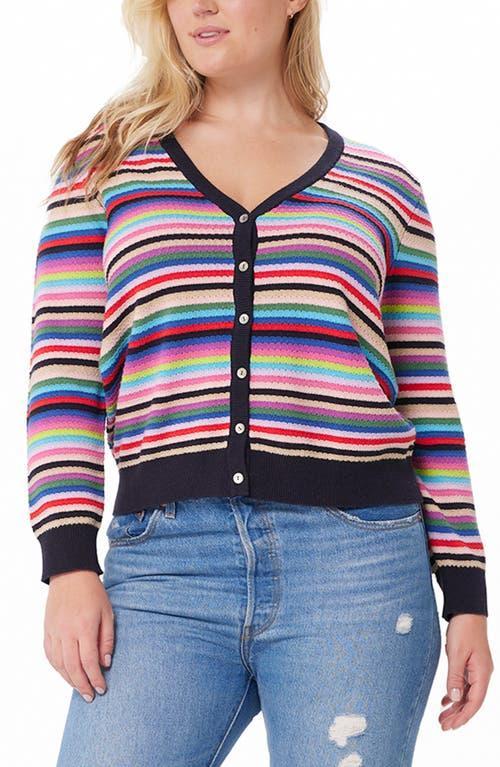 Womens Plus Size Cash Weekend Striped Cotton-Blend Cardigan Product Image