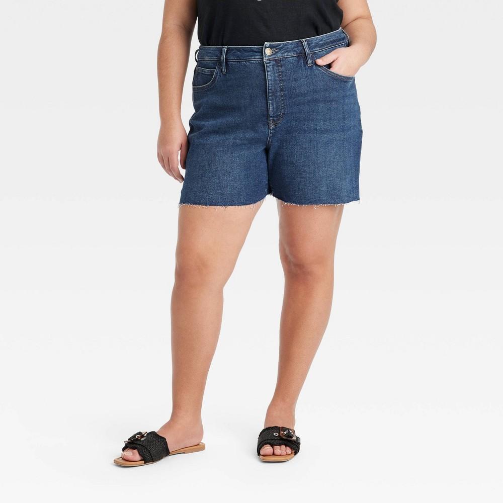 Womens Mid-Rise Jean Shorts - Ava & Viv Dark Wash 16 Product Image