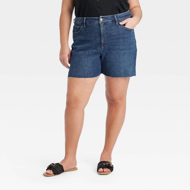 Womens Mid-Rise Jean Shorts - Ava & Viv Dark Wash 17 Product Image