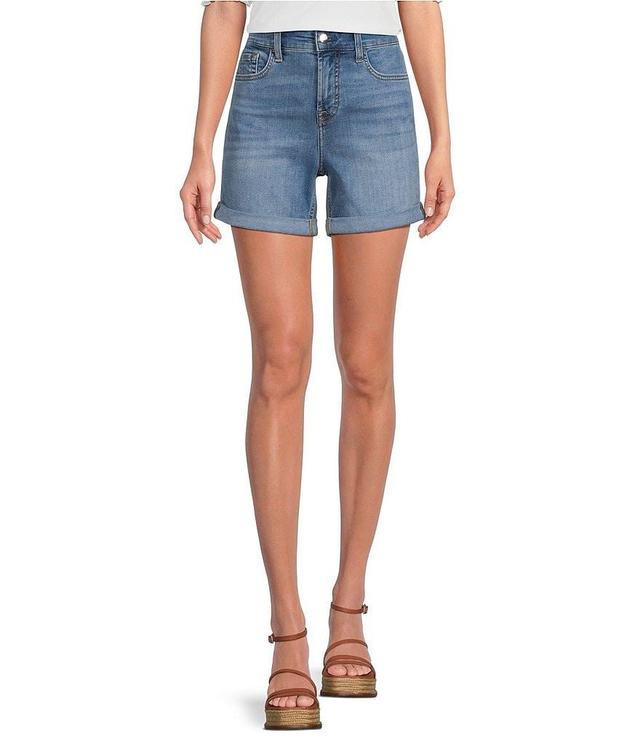 JEN7 by 7 for All Mankind High Rise Rolled Cuff Hem Stretch Denim Shorts Product Image