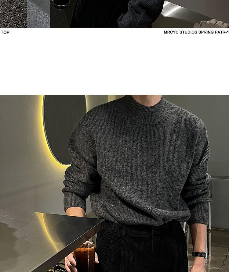 Crew Neck Plain Sweater Product Image