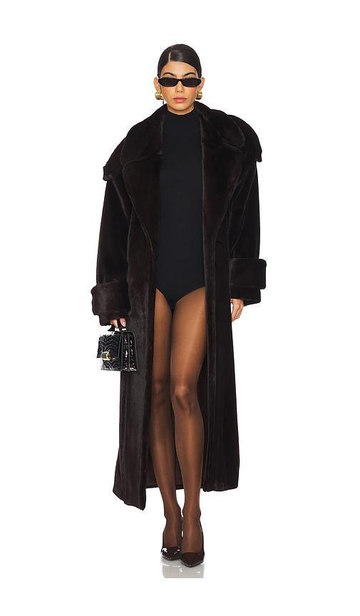 Mink Faux Fur Tie Long Coat Product Image