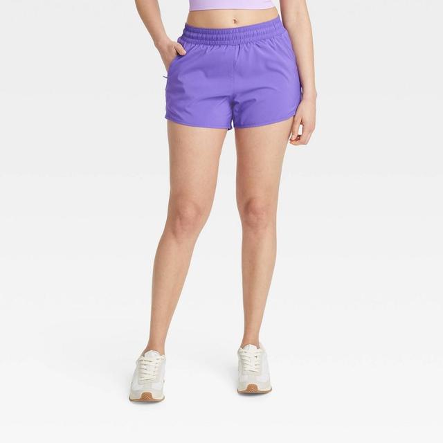 Womens Woven Mid-Rise Run Shorts 3 - All In Motion Purple Product Image