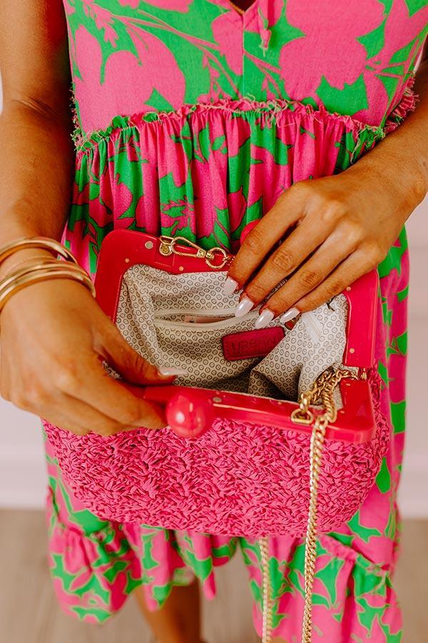 Coastal Canvas Woven Crossbody In Hot Pink Product Image