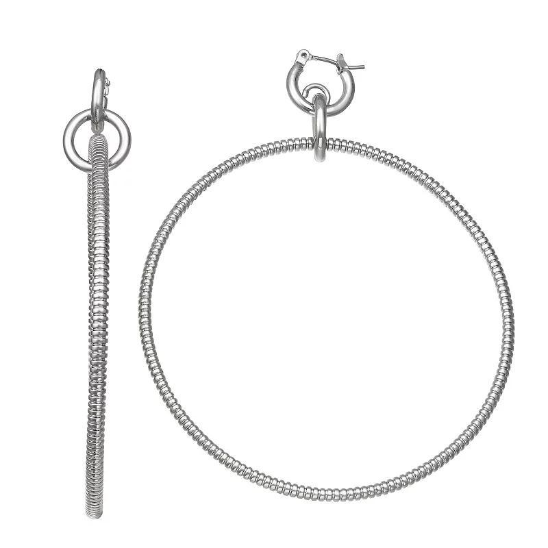 Simply Vera Vera Wang Silver Tone Large Hoop Drop Earrings, Womens Product Image