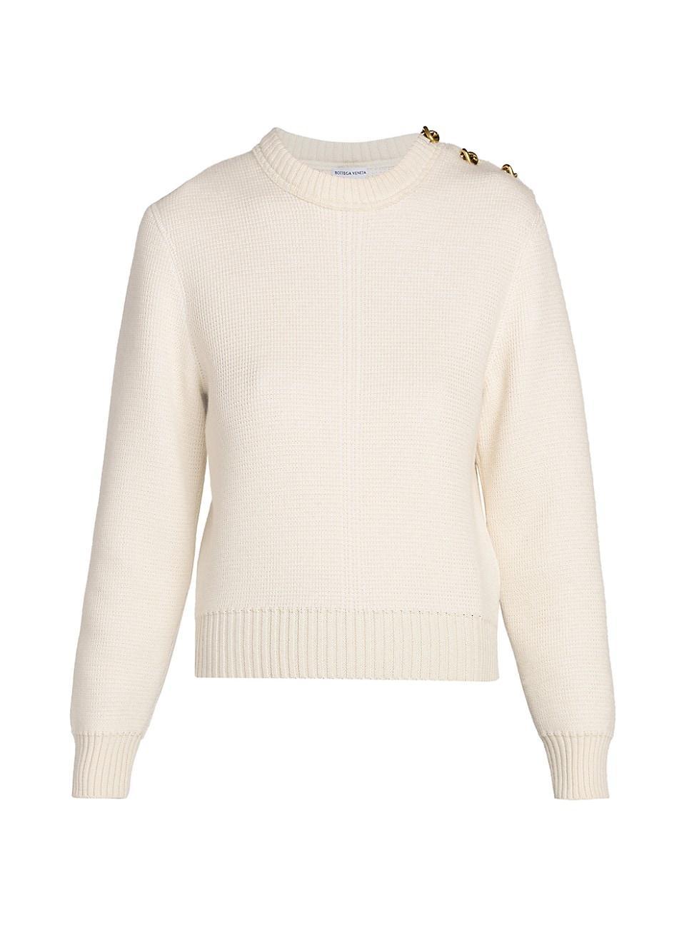 Womens Knotted Button Crewneck Sweater product image