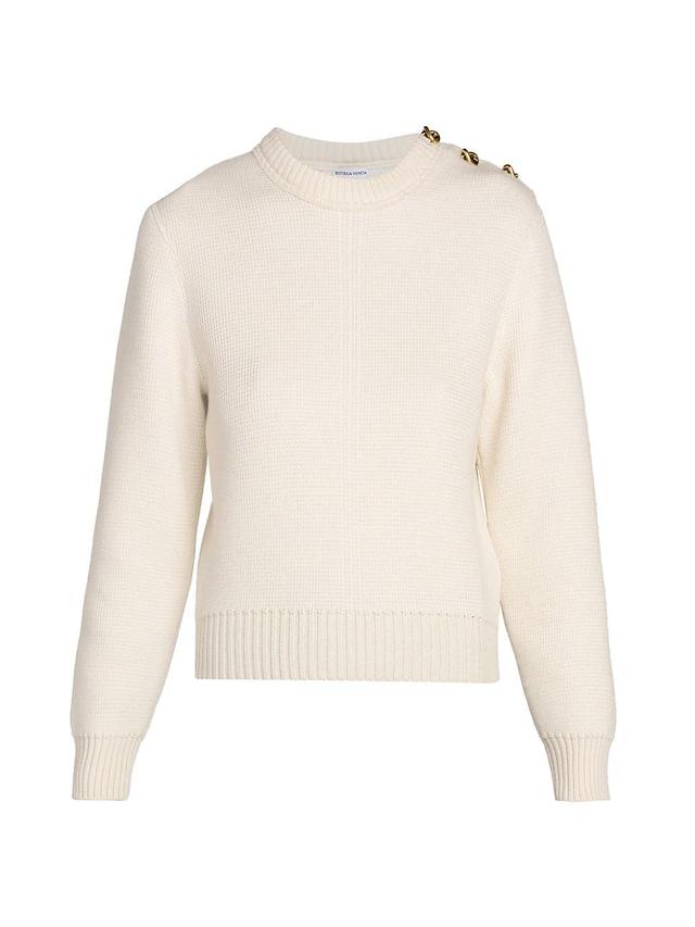 Womens Knotted Button Crewneck Sweater Product Image