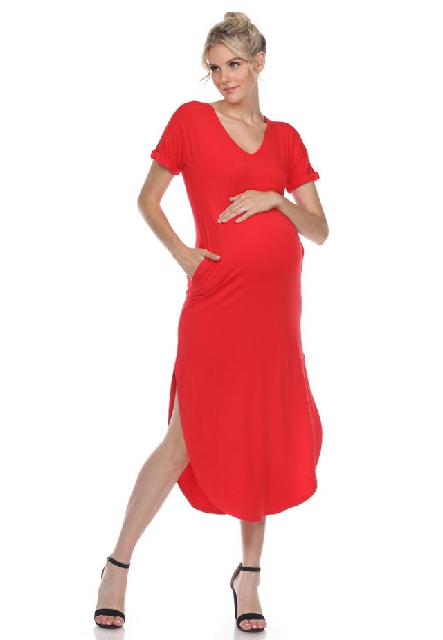 White Mark Maternity V Neck Maxi Dress Product Image