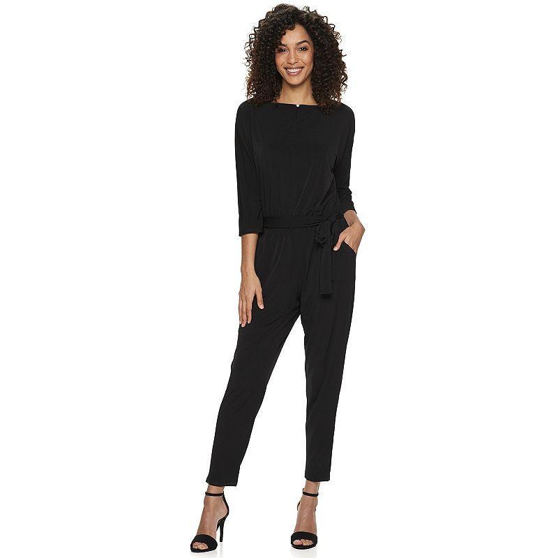 Womens Nina Leonard Solid Ankle Jumpsuit Product Image