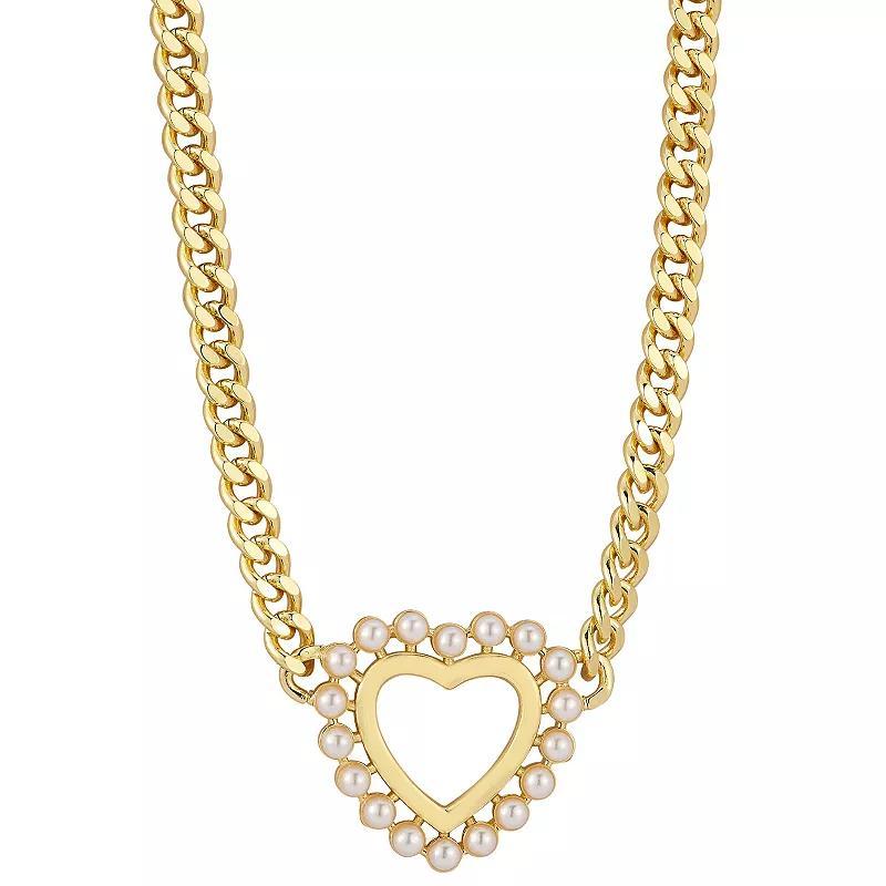 WINX 18k Gold Plated Freshwater Cultured Pearl Heart Necklace, Womens Gold Tone Product Image